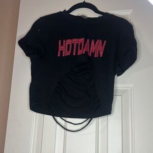 Black and Red Graphic Crop Top